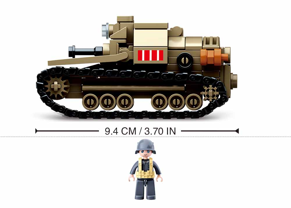 JEU DE CONSTRUCTION COMPATIBLE LEGO BRIQUE EMBOITABLE SLUBAN ARMY PETIT  CHAR MILITAIRE ITALIEN ARMEE M38 B0709 SOLDAT ARTICULE